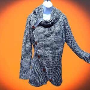Elegant Gray Cowl Neck Women's Sweater
